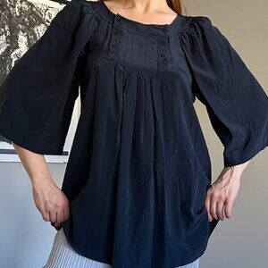 SPORTMAX NAVY SILK BABYDOLL TOP